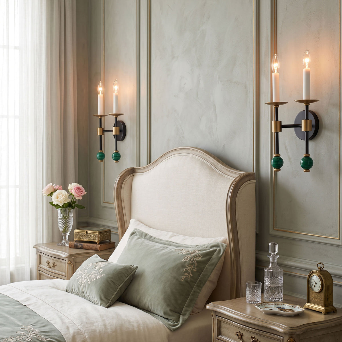 Cillian Drop Wall Sconce lit in a room setting