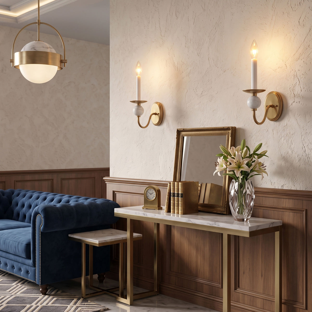 Jovie Marble Wall Sconce mounted on a wall