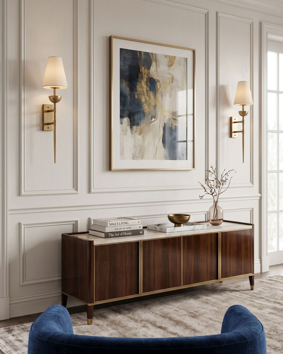 Kincaid Brass Fabric Wall Sconce fabric shade detail